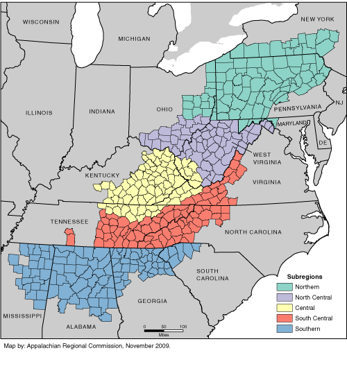 Map of Appalachian Region