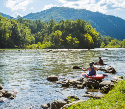 Canoeing on the river in Unicoi, Tennessee