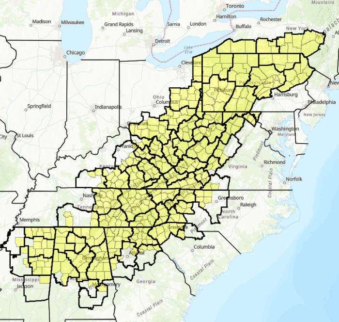Map Of Appalachian Counties Western North Carolina Cities And Towns 