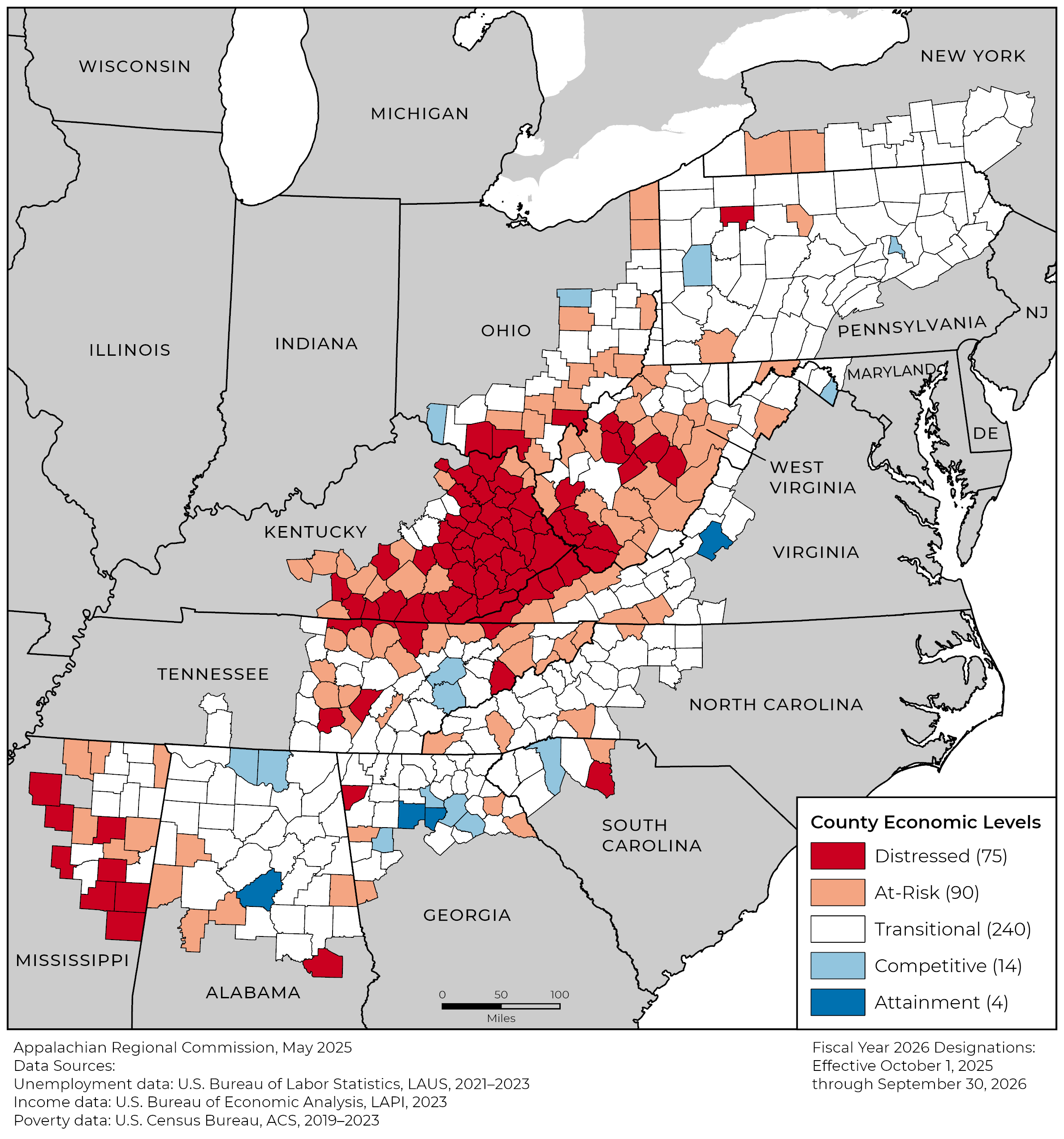 County Economic Status In Appalachia FY 2026 Appalachian Regional 